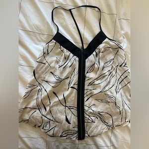 silence + noise zipper T-back tank top • cream/black, XS